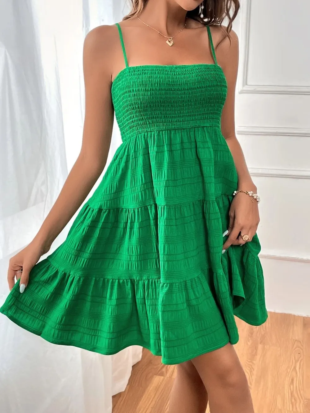 Tiered Smocked Square Neck Cami Dress, image 26