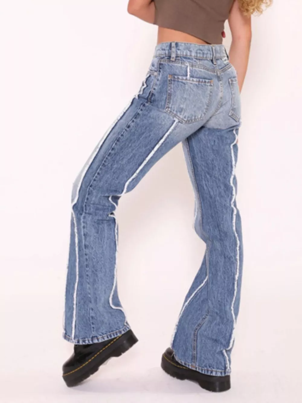Striped Low-Rise Flare Jeans, image 4