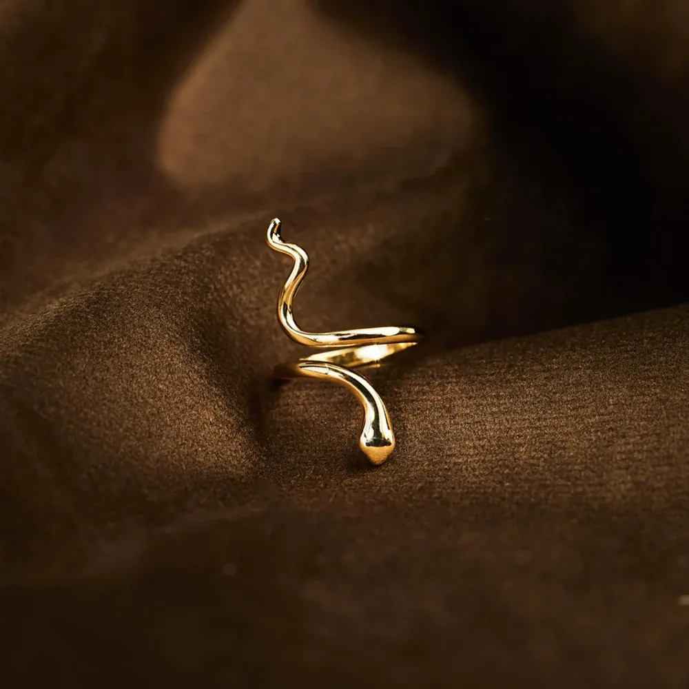 Snake Shape 18K Gold-Plated Bypass Ring, image 3