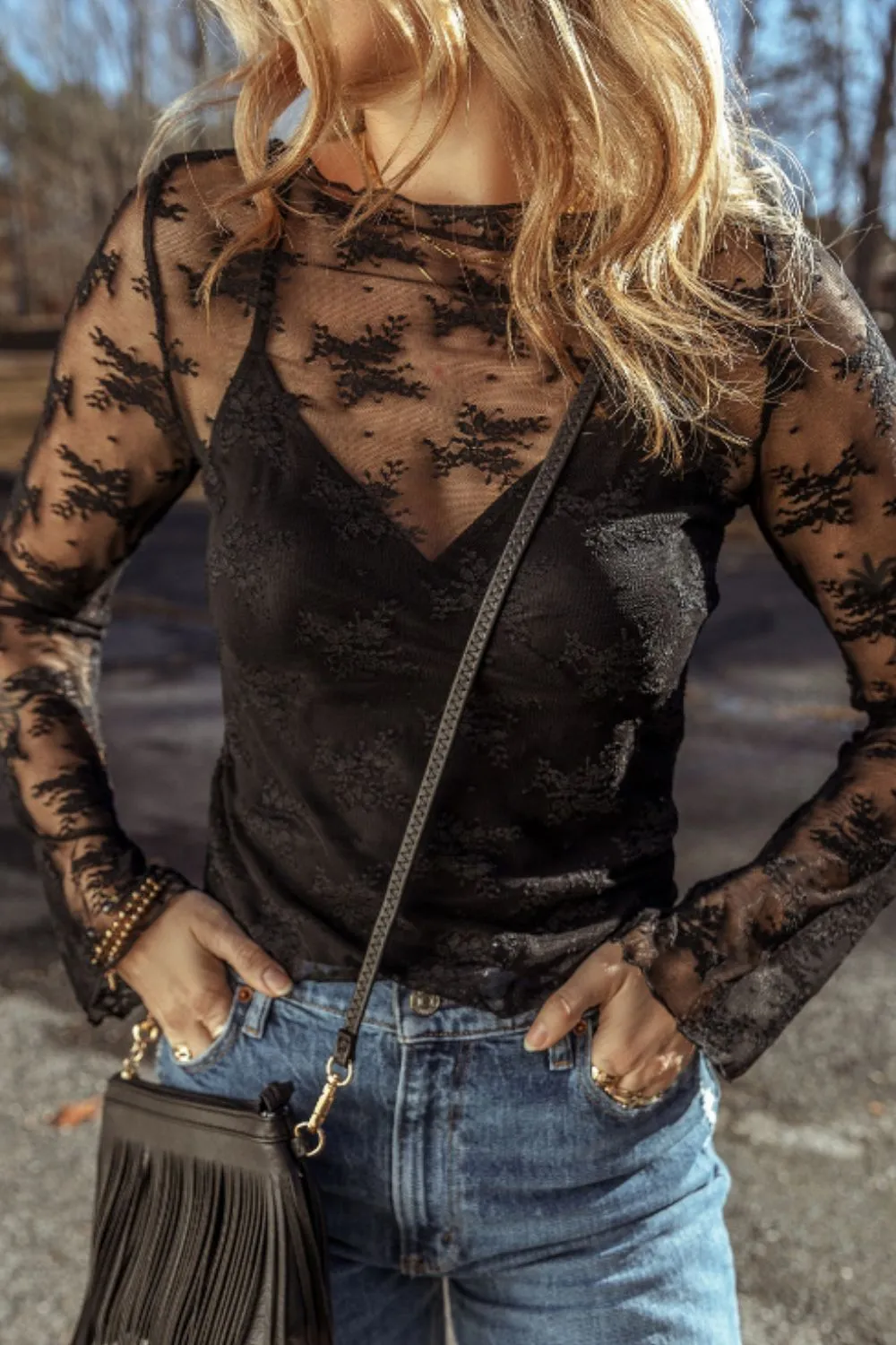 Surplice Cami and Lace Long Sleeve Cover Up Set, image 10