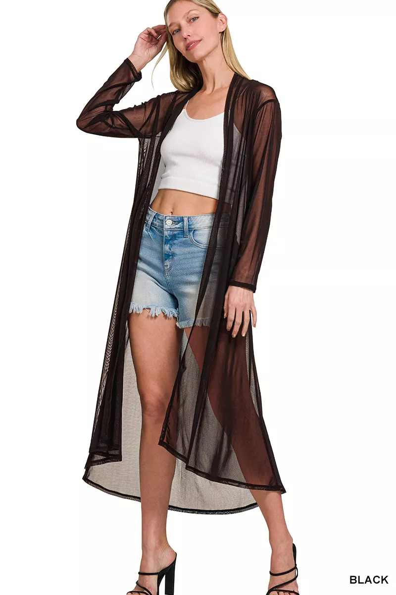 Mesh Open Front Cardigan