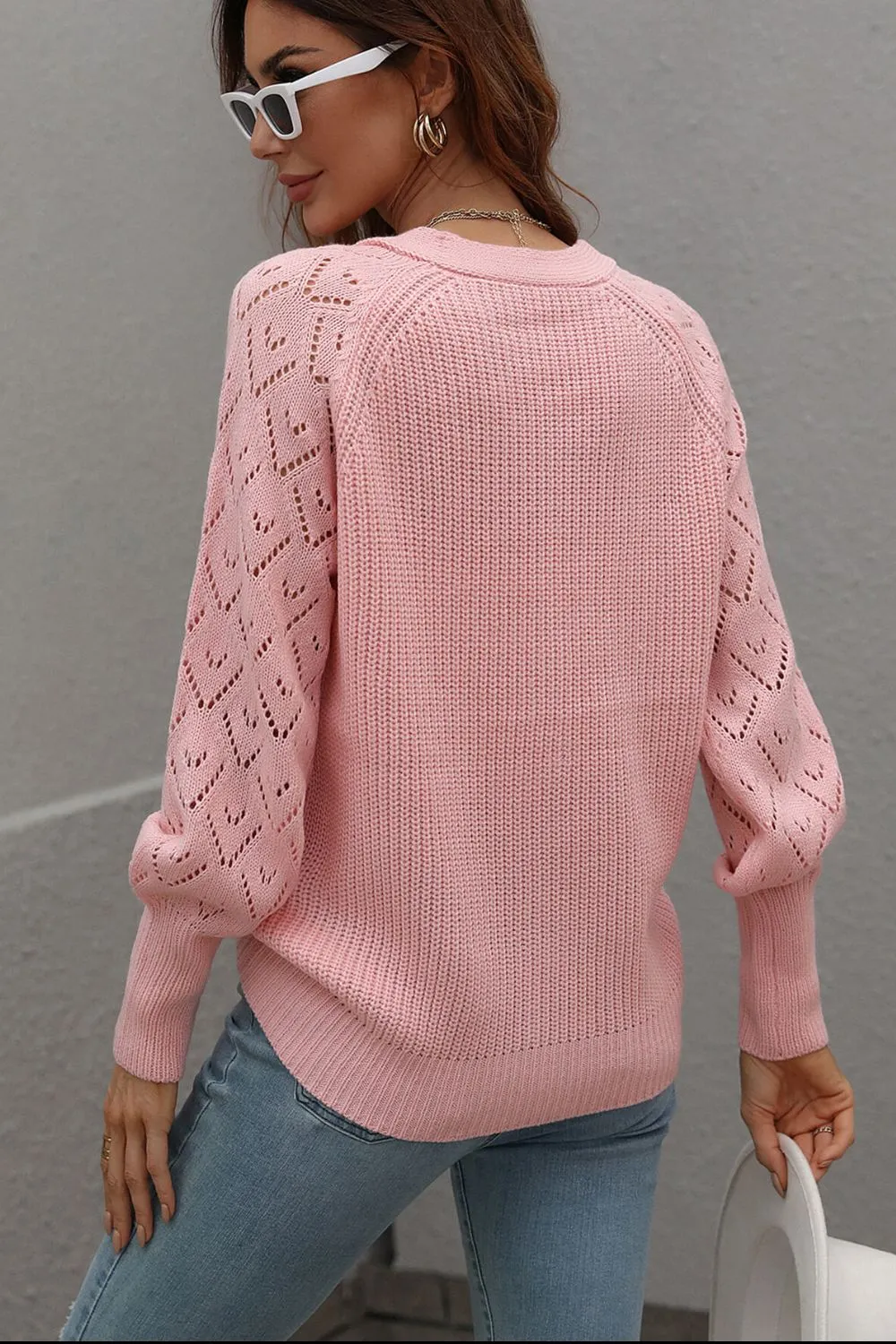 Rib-Knit Plunge Raglan Sleeve Cardigan, image 10