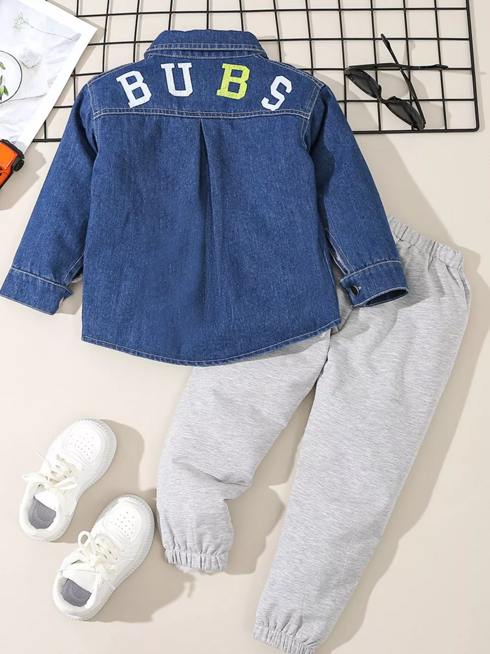 Children's Denim Shirt and Drawstring Joggers Set, image 7