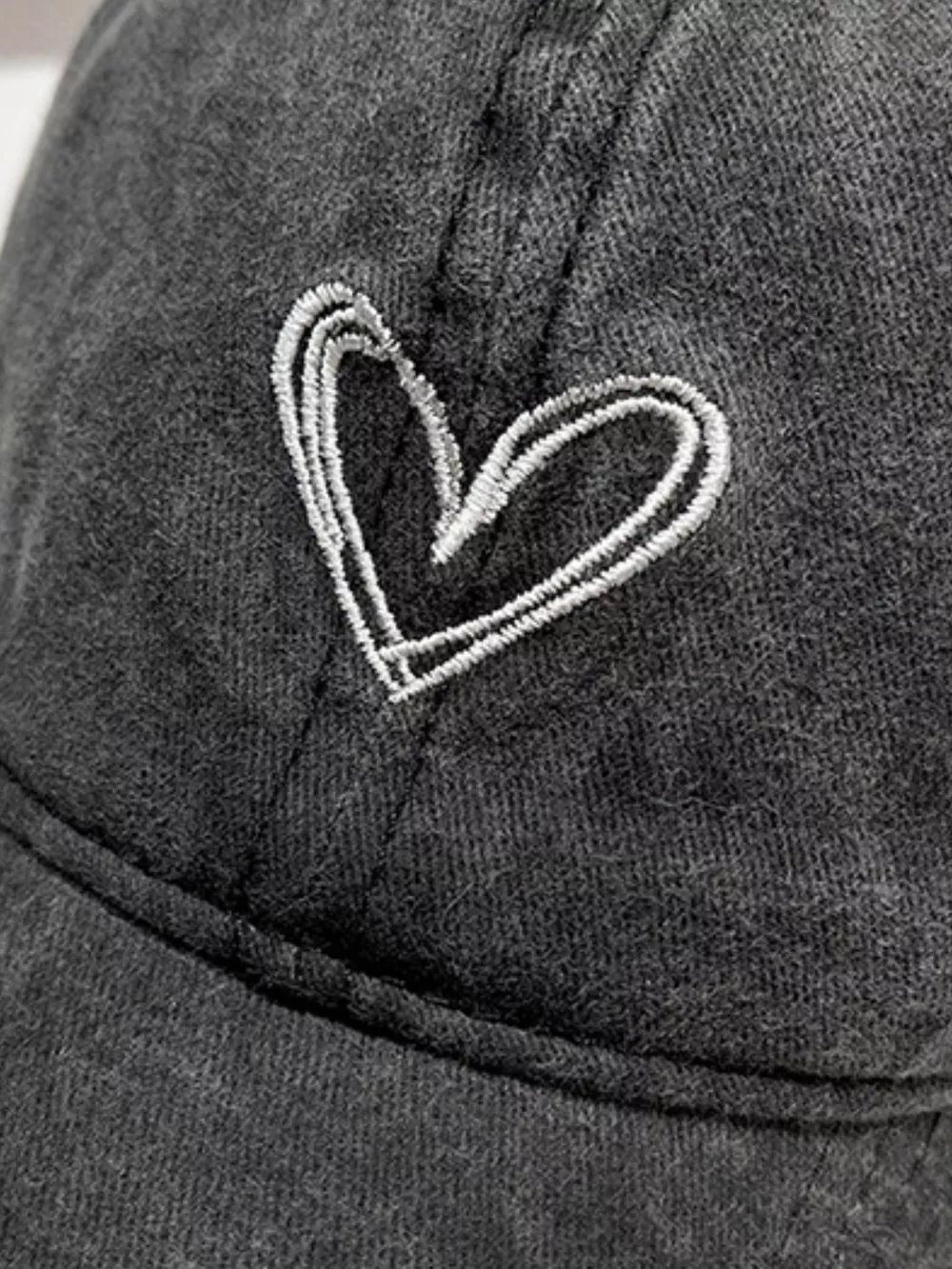 Washed Heart Embroidered Baseball Cap, image 6