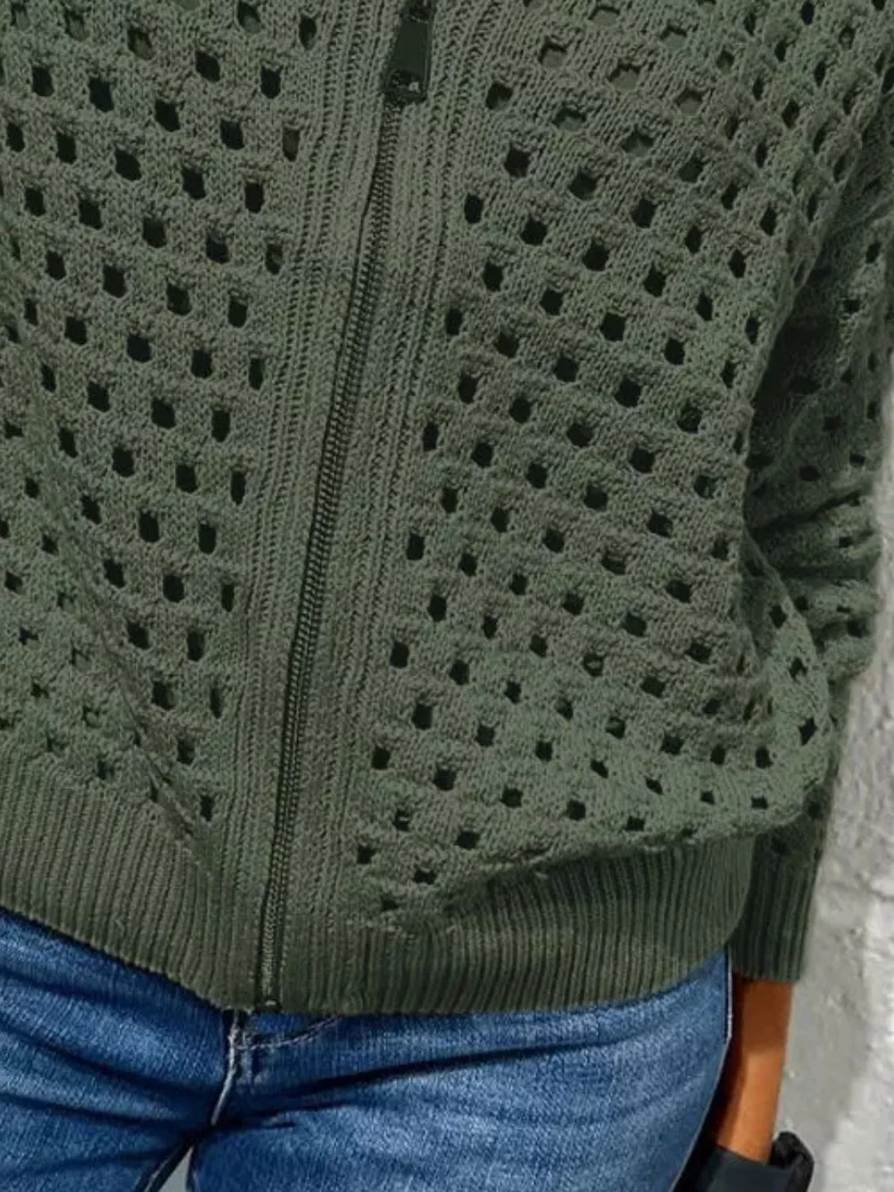 Full Size Crochet Knit Zip-Up Cardigan Plus Size, image 24