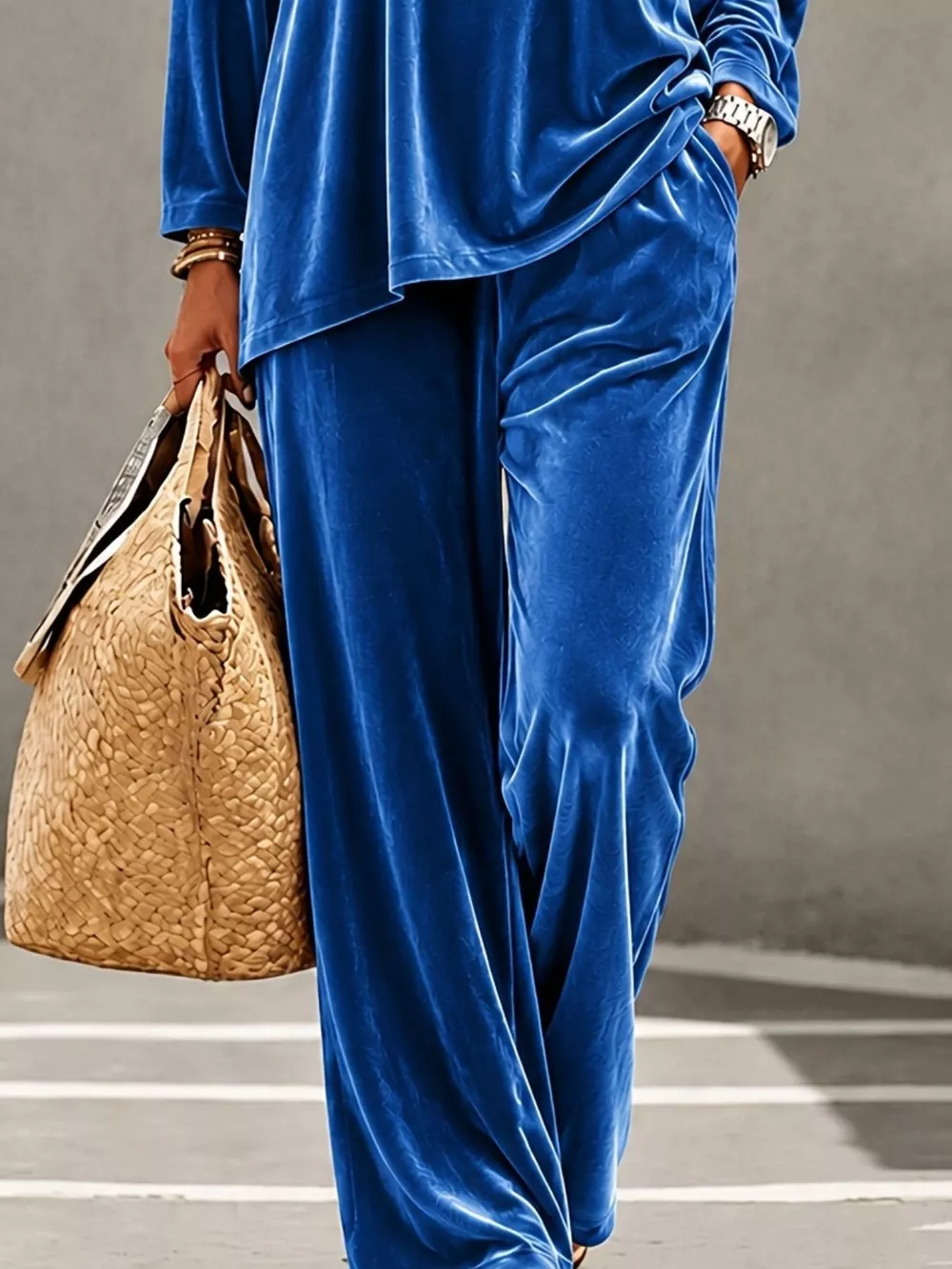 Full Size Velvet Long Sleeve Top and Pants Set Plus Size, image 18