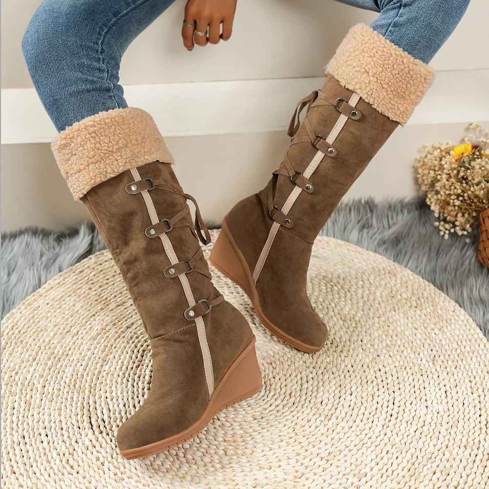 Round Toe Wedge Boots, image 9