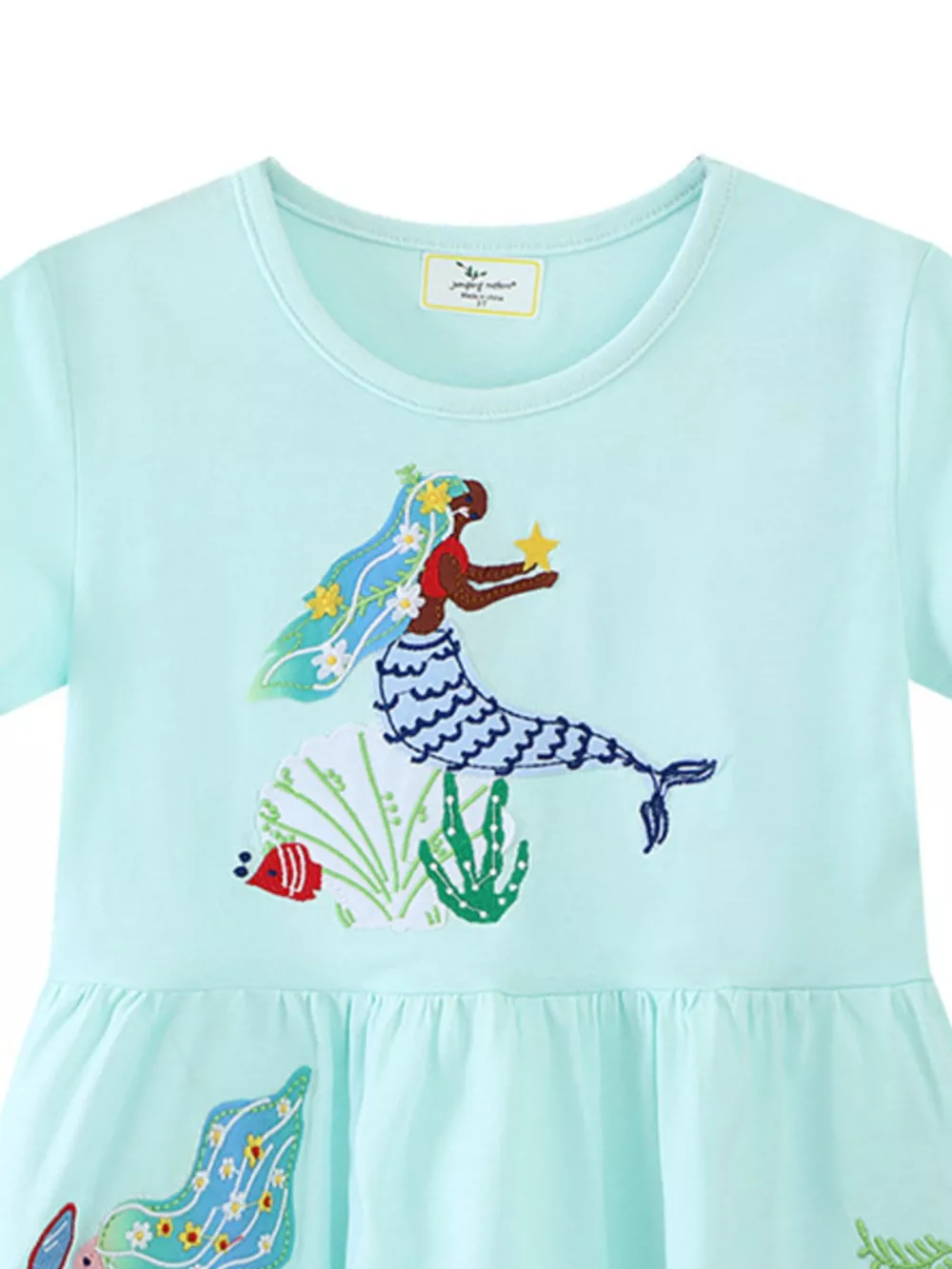 Children's Mermaid Embroidered Short Sleeve Dress, image 2