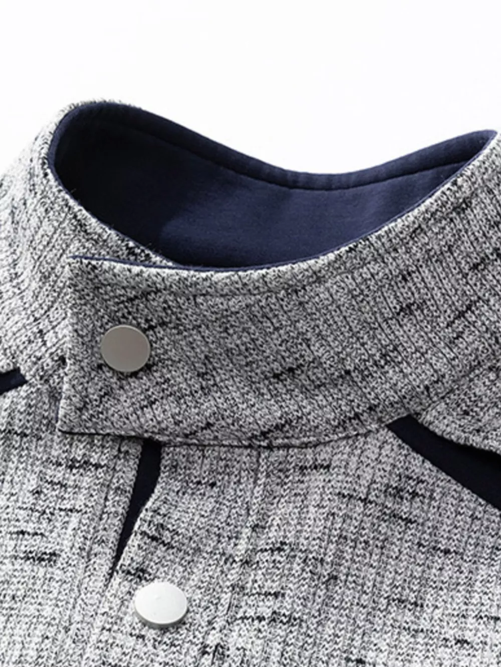 Men's Plus Size Stand Collar Textured Sweatshirt with Kangaroo Pocket, image 3