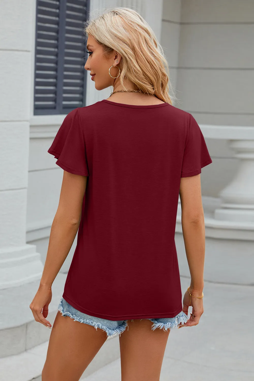 V-Neck Short Sleeve T-Shirt, image 29