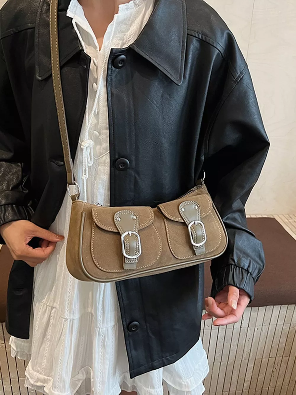 Buckle Decor Shoulder Bag, image 12