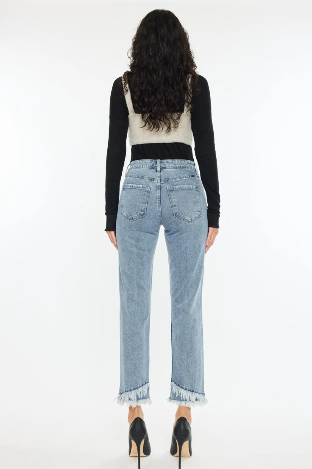 Raw Hem High Rise Straight Jeans, image 6