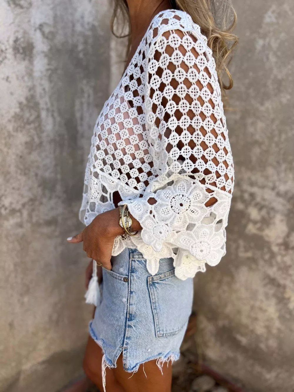 Tassel Crochet Knit Cover Up, image 10