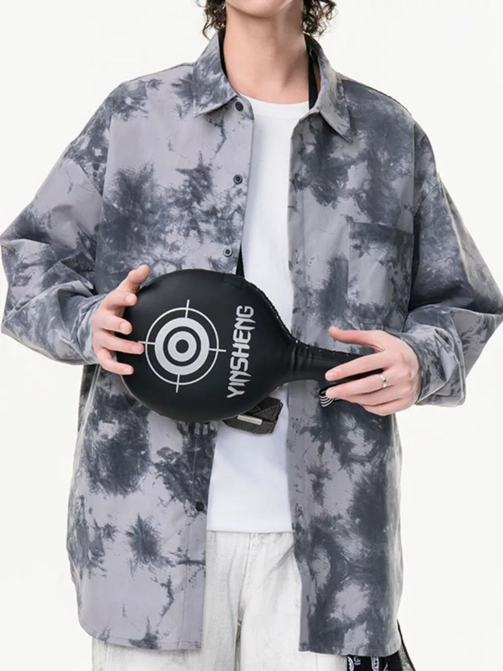 Men's Plus Size Tie-Dye Oversized Button-Up Shirt, image 5