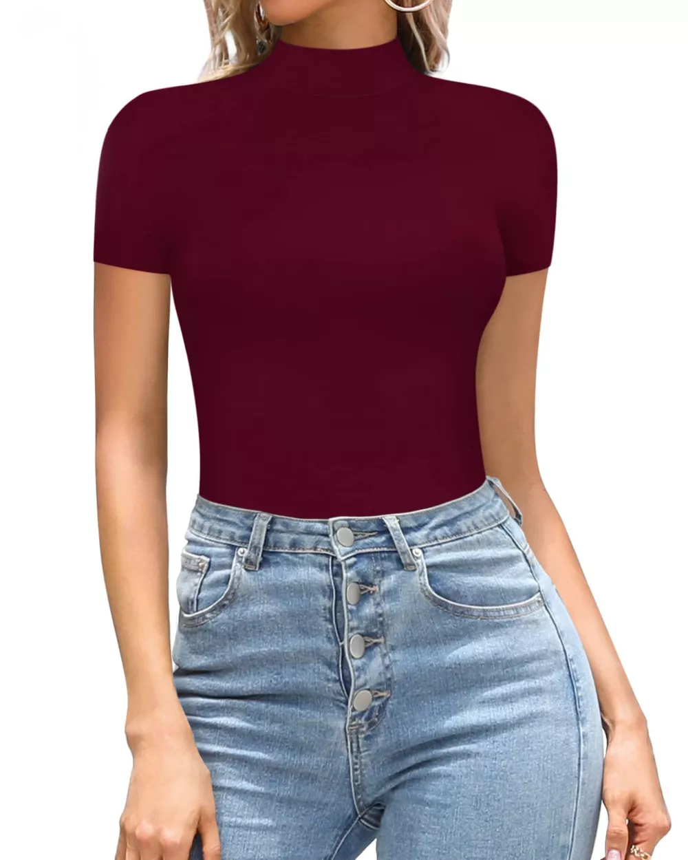 Mock Neck Short Sleeve Bodysuit, image 11