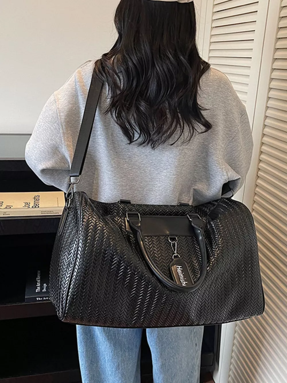 Textured Leather Travel Bag, image 6