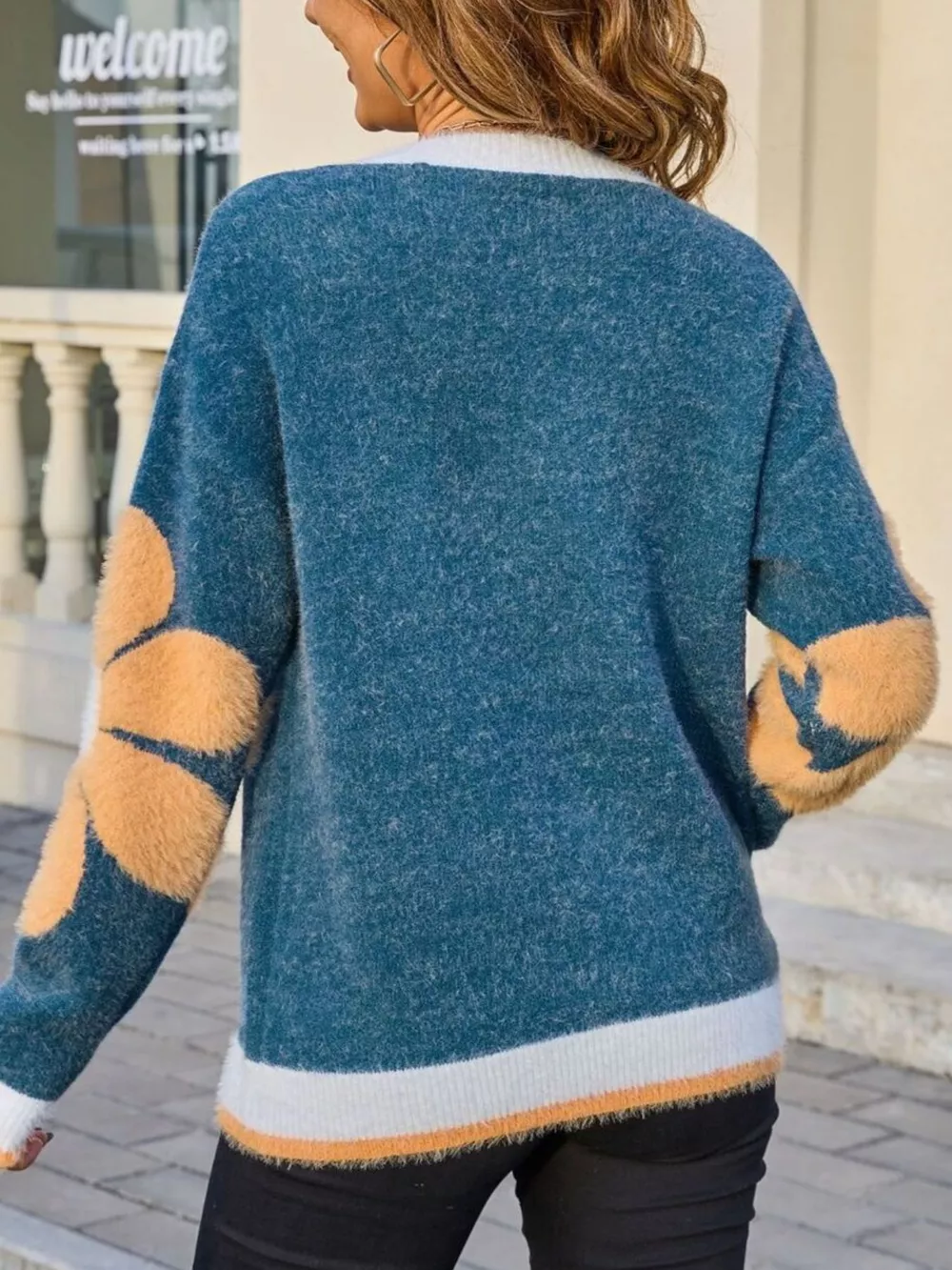Flower Round Neck Sweater, image 7