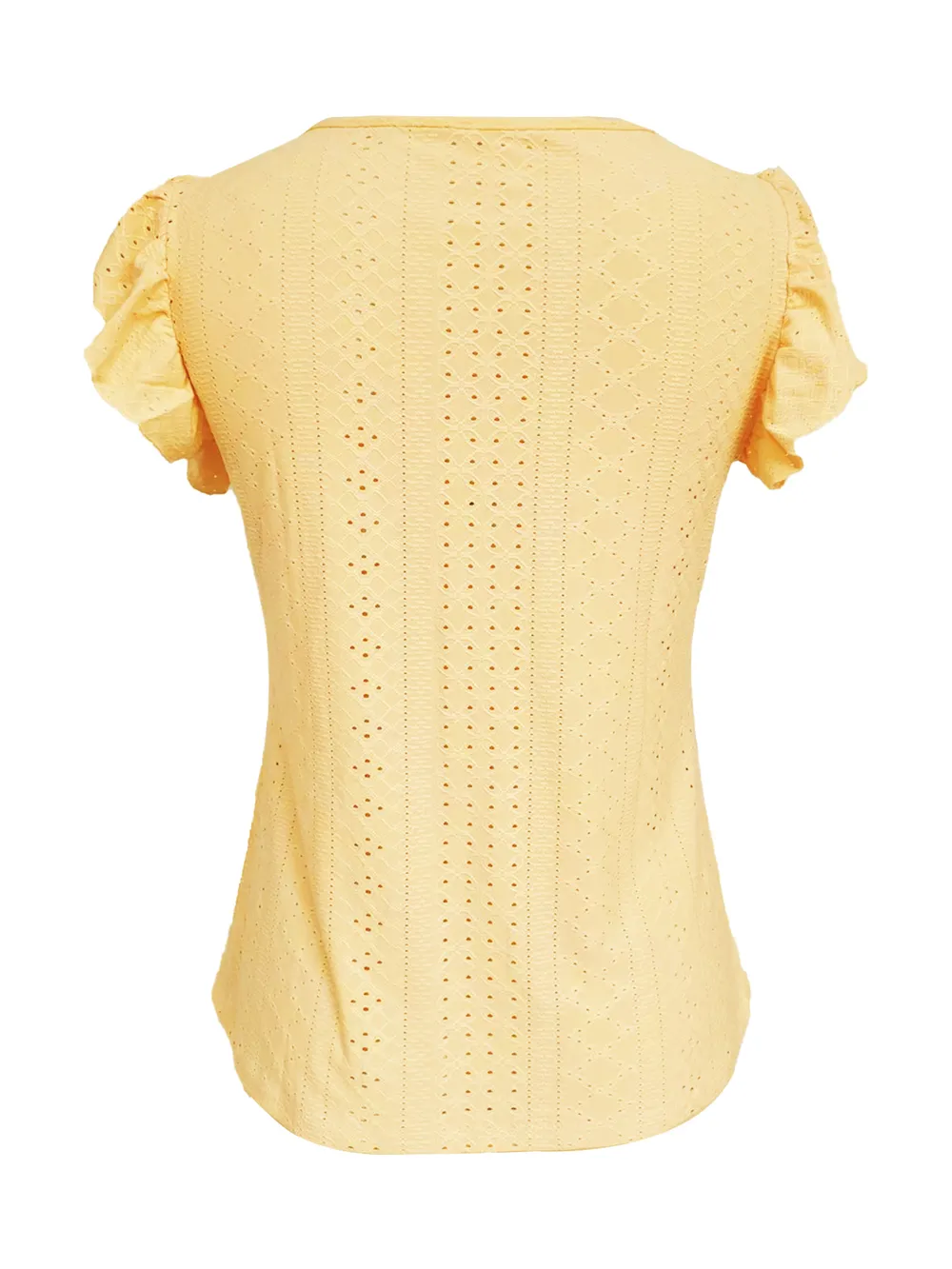 Eyelet Button-Front Flutter Sleeve Top, image 5