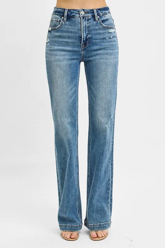 Full Size Distressed Detail Bootcut Jeans Plus Size, image 5