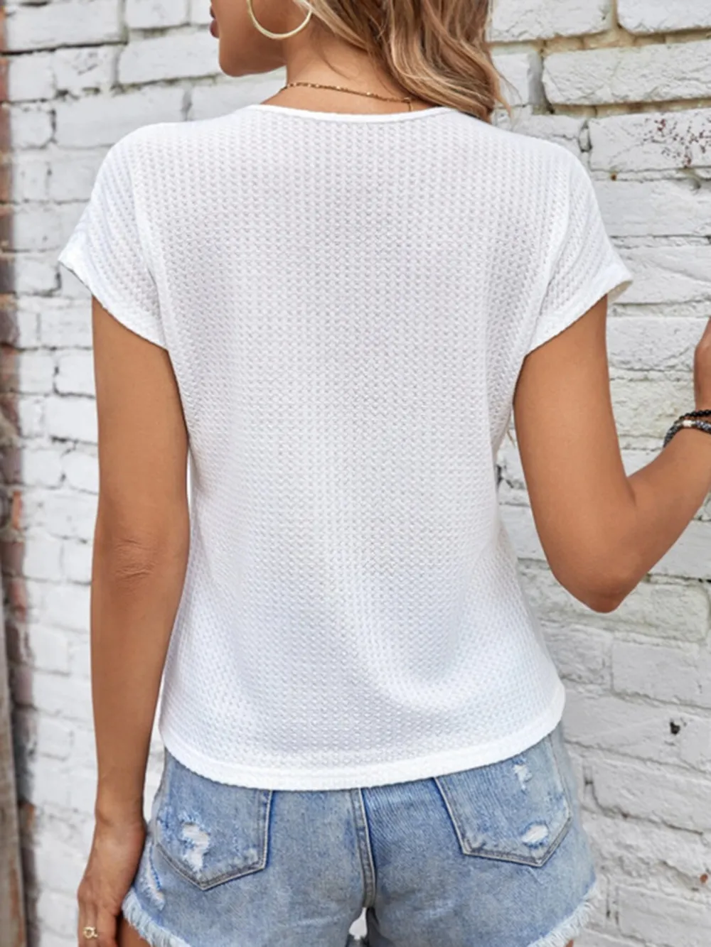 V-Neck Cap Sleeve Blouse, image 2