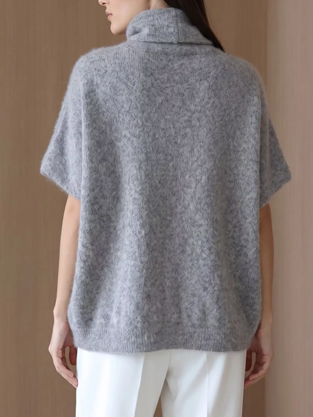 Turtleneck Fuzzy Short Sleeve Sweater, image 19