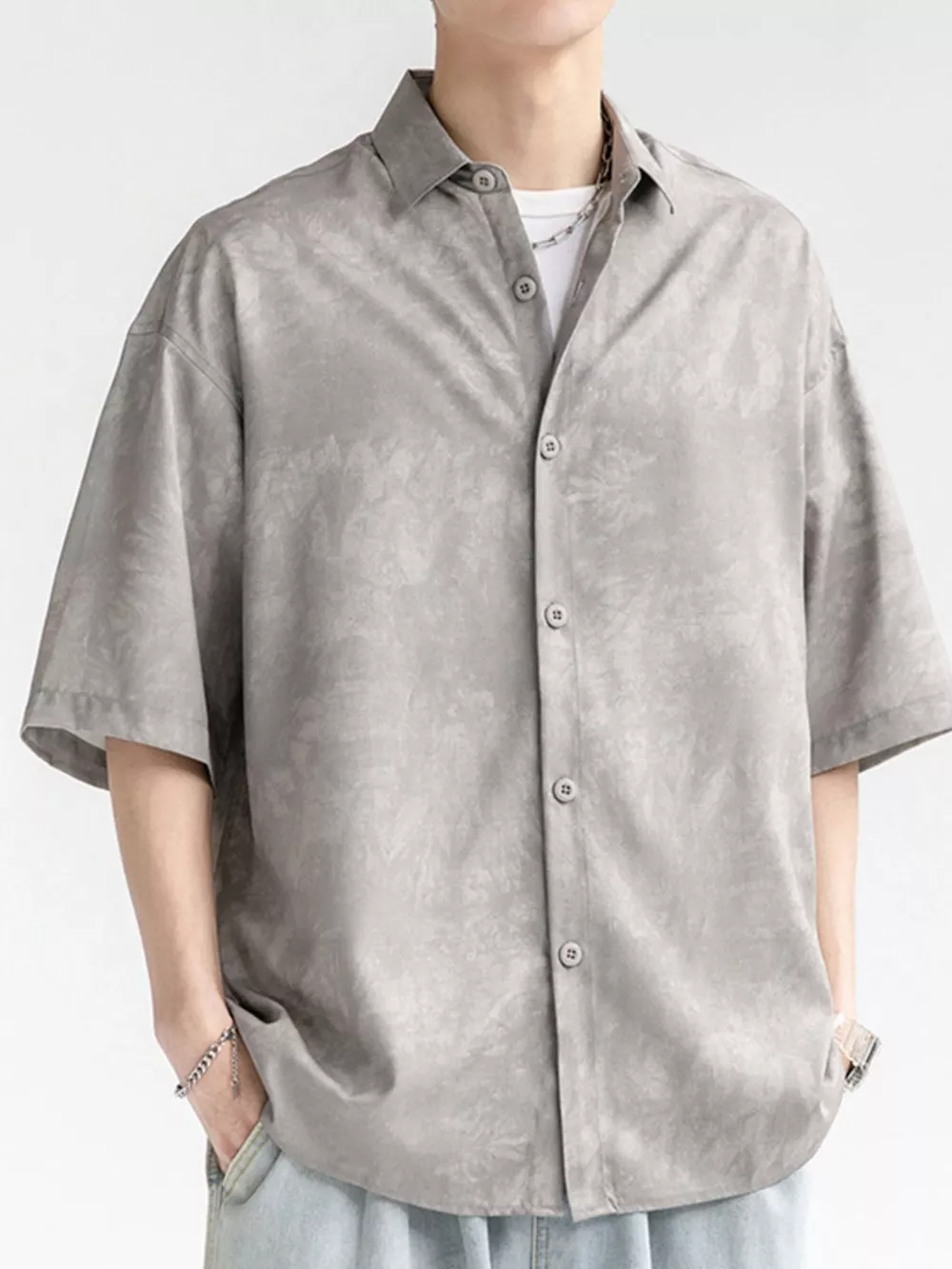 Men's Plus Size Casual Tie-dye Short Sleeve Shirt, image 2