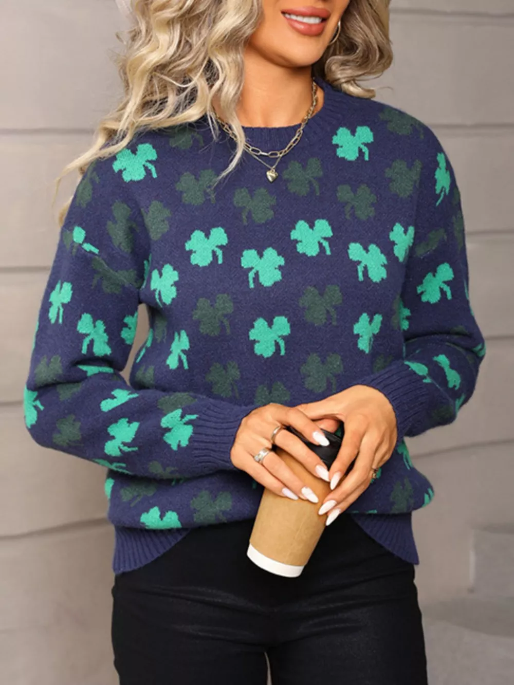 Lucky Clover Crew Neck Sweater, image 5