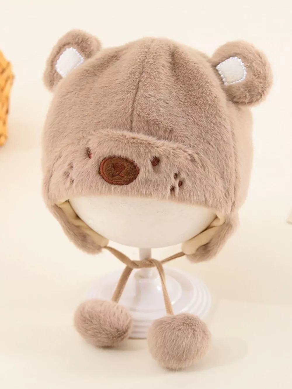 Children's Cute Bear Ear Plush Hat, image 11