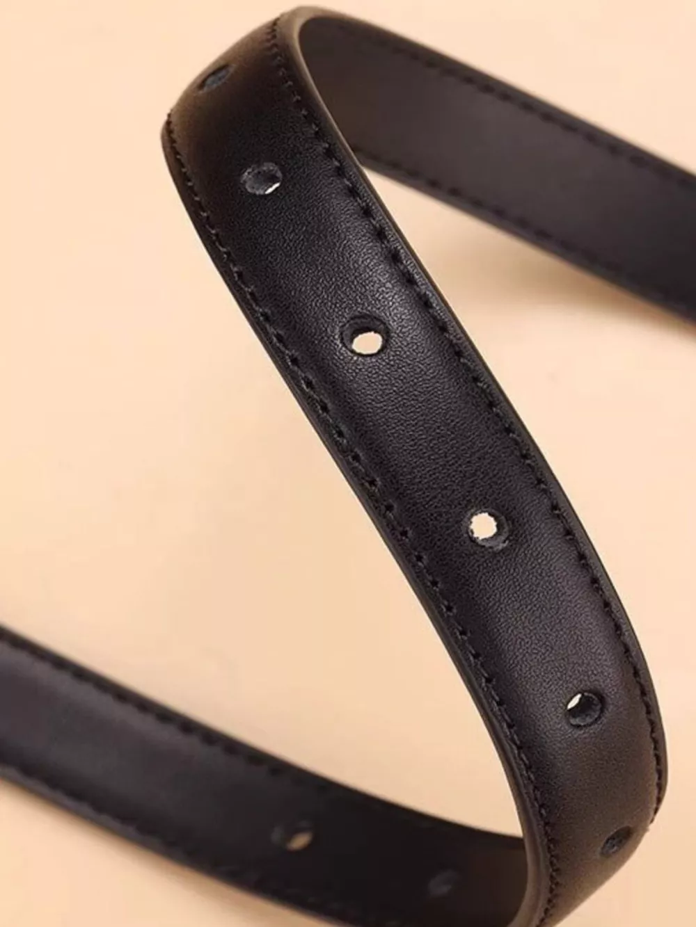 Classic Leather Belt with Silver Buckle, image 3