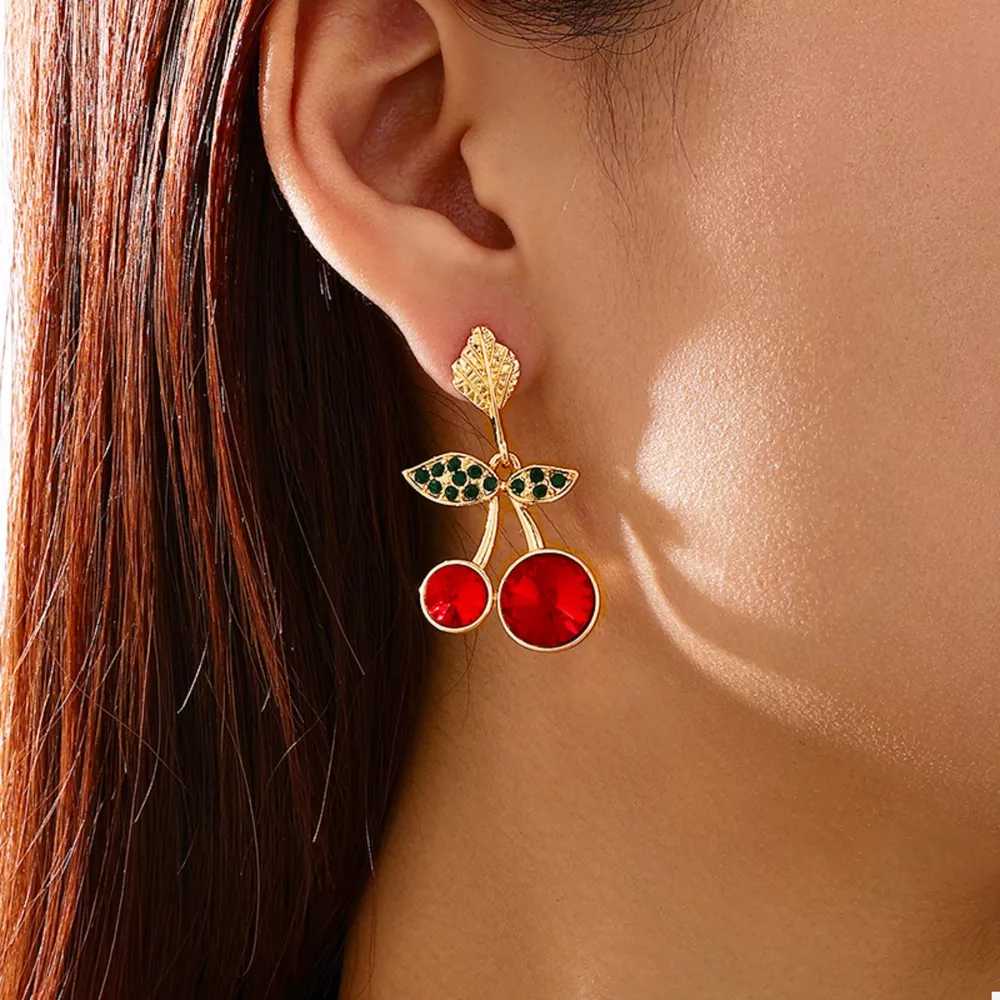 18K Gold-Plated Cherry Drop Earrings