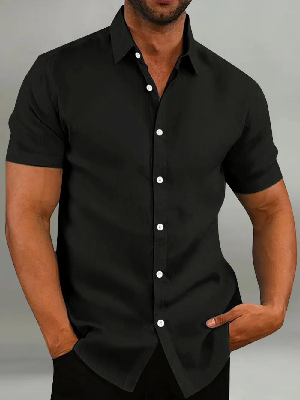 Men's Full Size Button Up Short Sleeve Shirt Plus Size, image 3