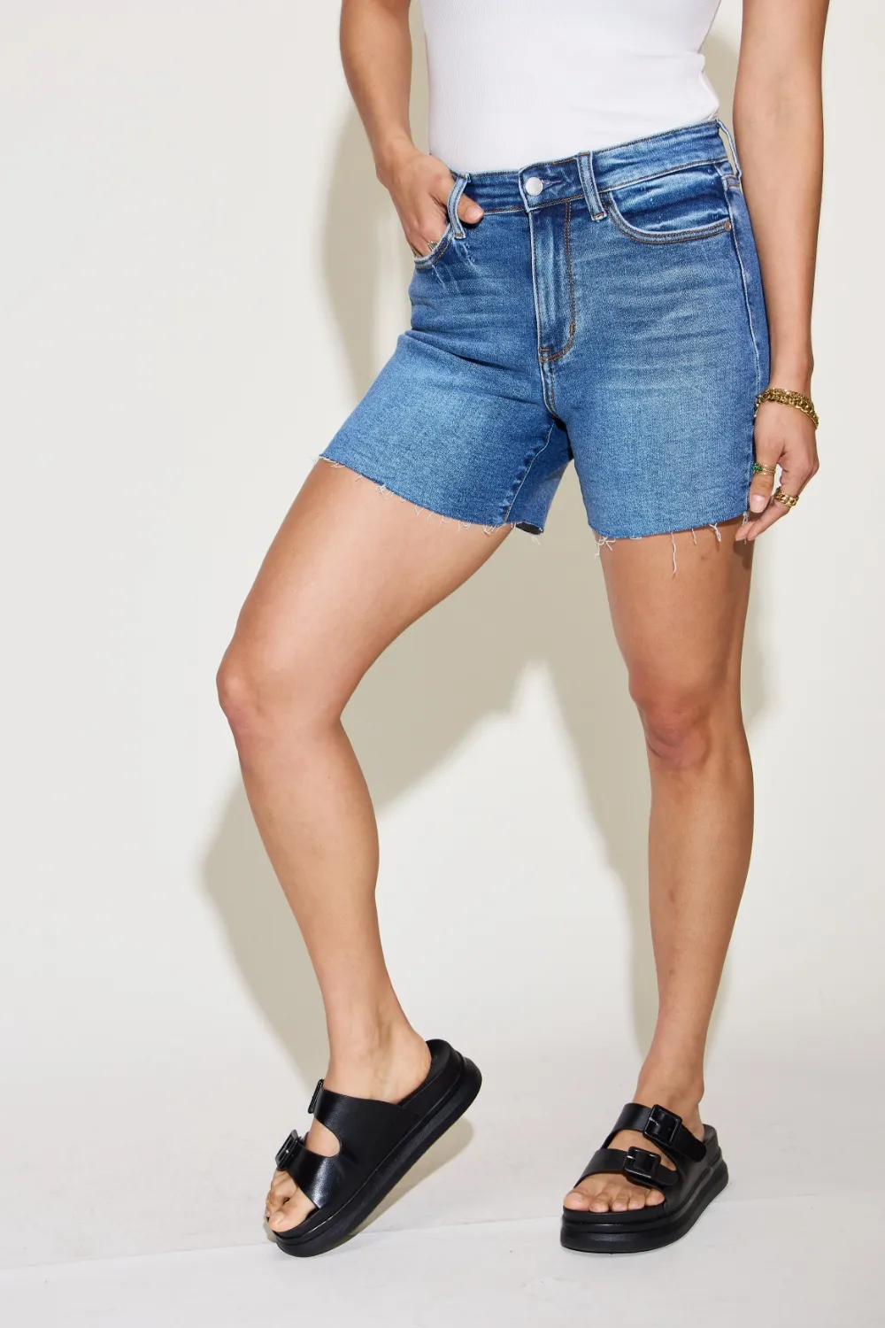 Full Size High Waist Slim Denim Shorts, image 9