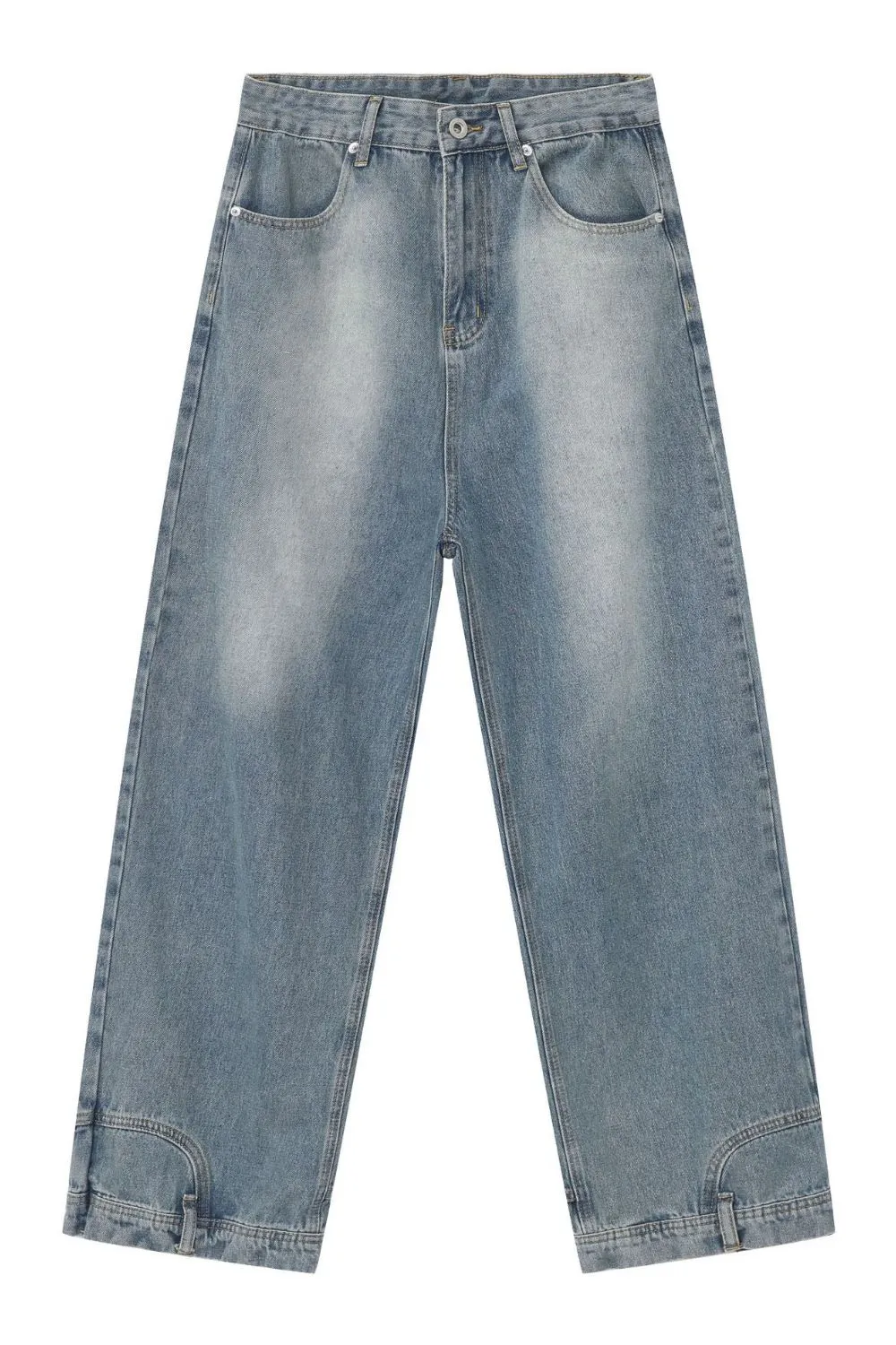 Men's Washed Loose Jeans with Pockets, image 5