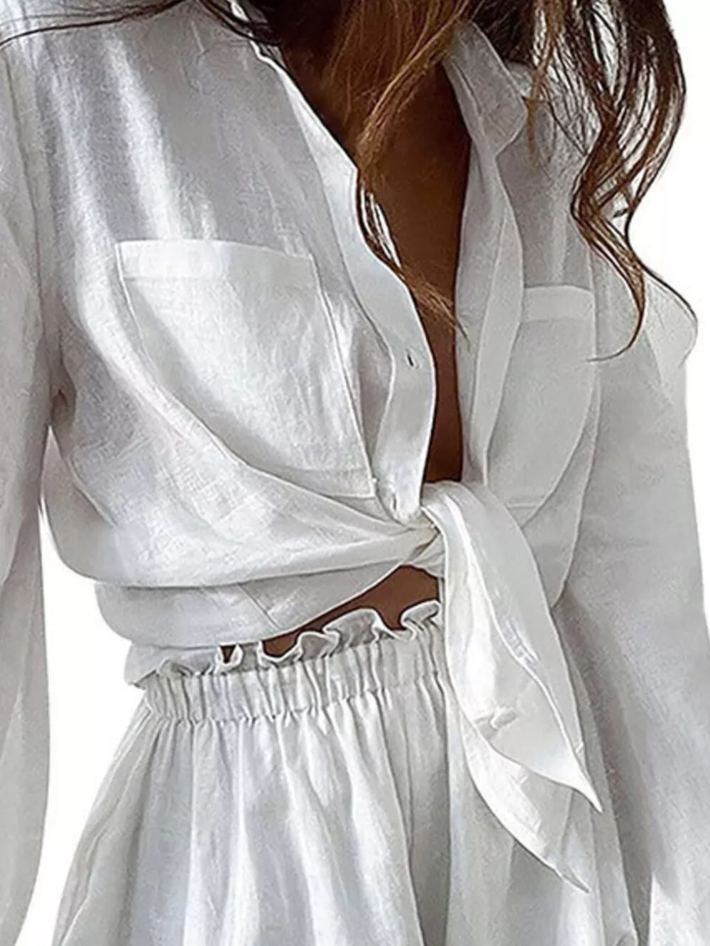 Button Up Long Sleeve Shirt and Shorts Set, image 7