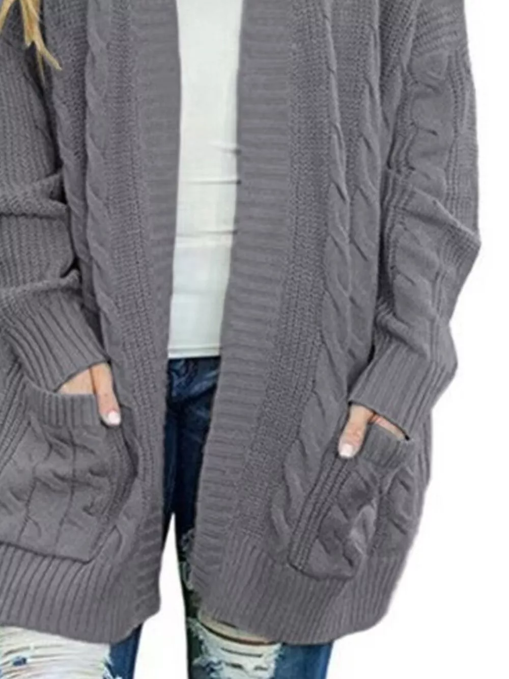 Chunky Knit Open Front Cardigan, image 7