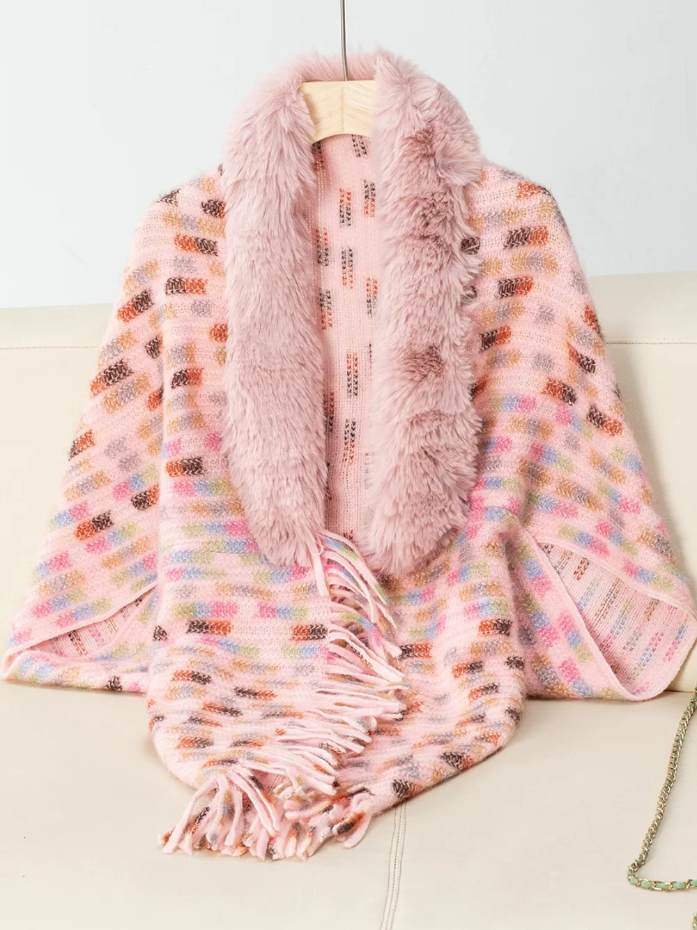 Fringe Fuzzy Open Front Poncho, image 14