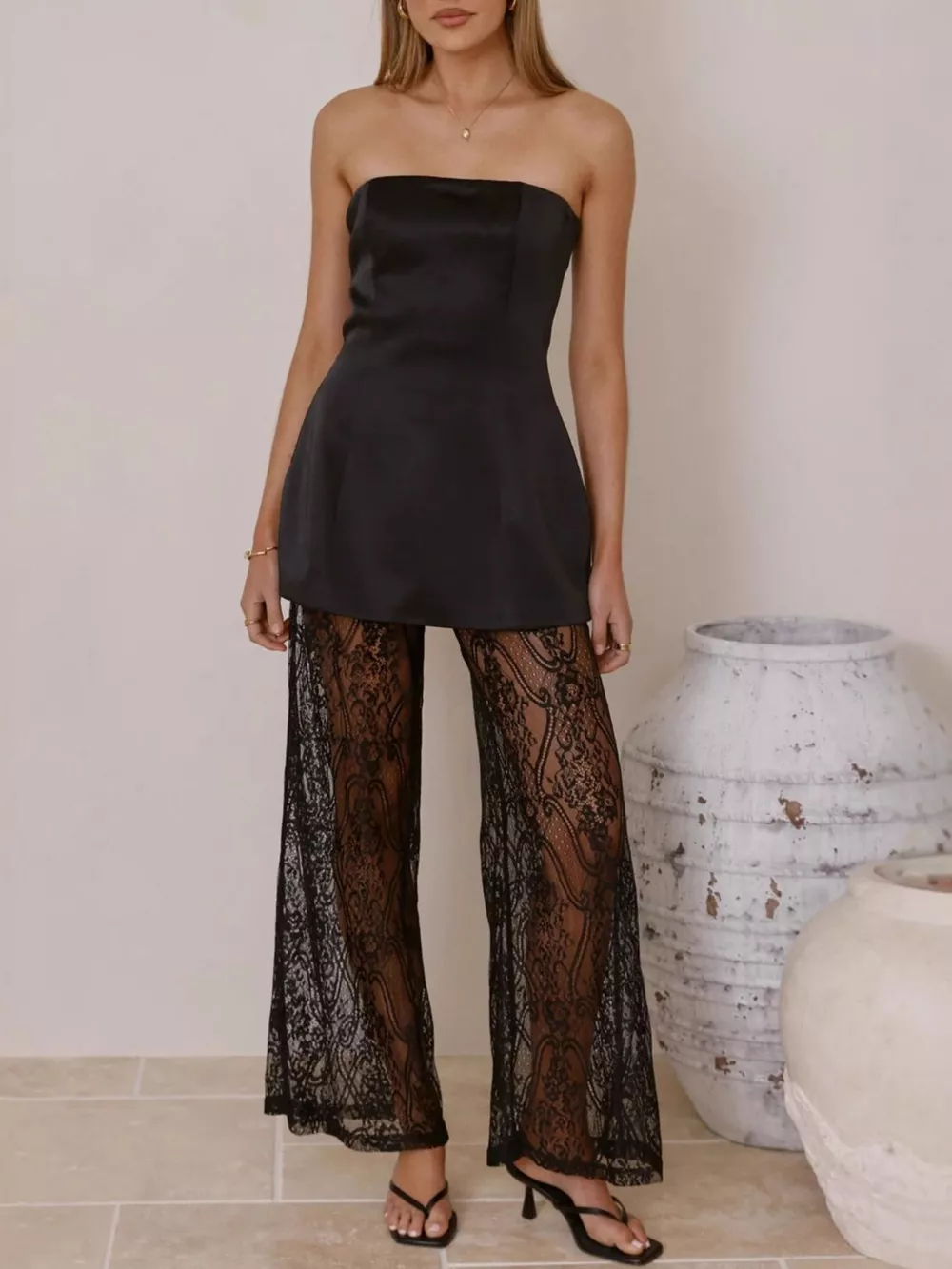 Tube Top and Lace Pants Set, image 6