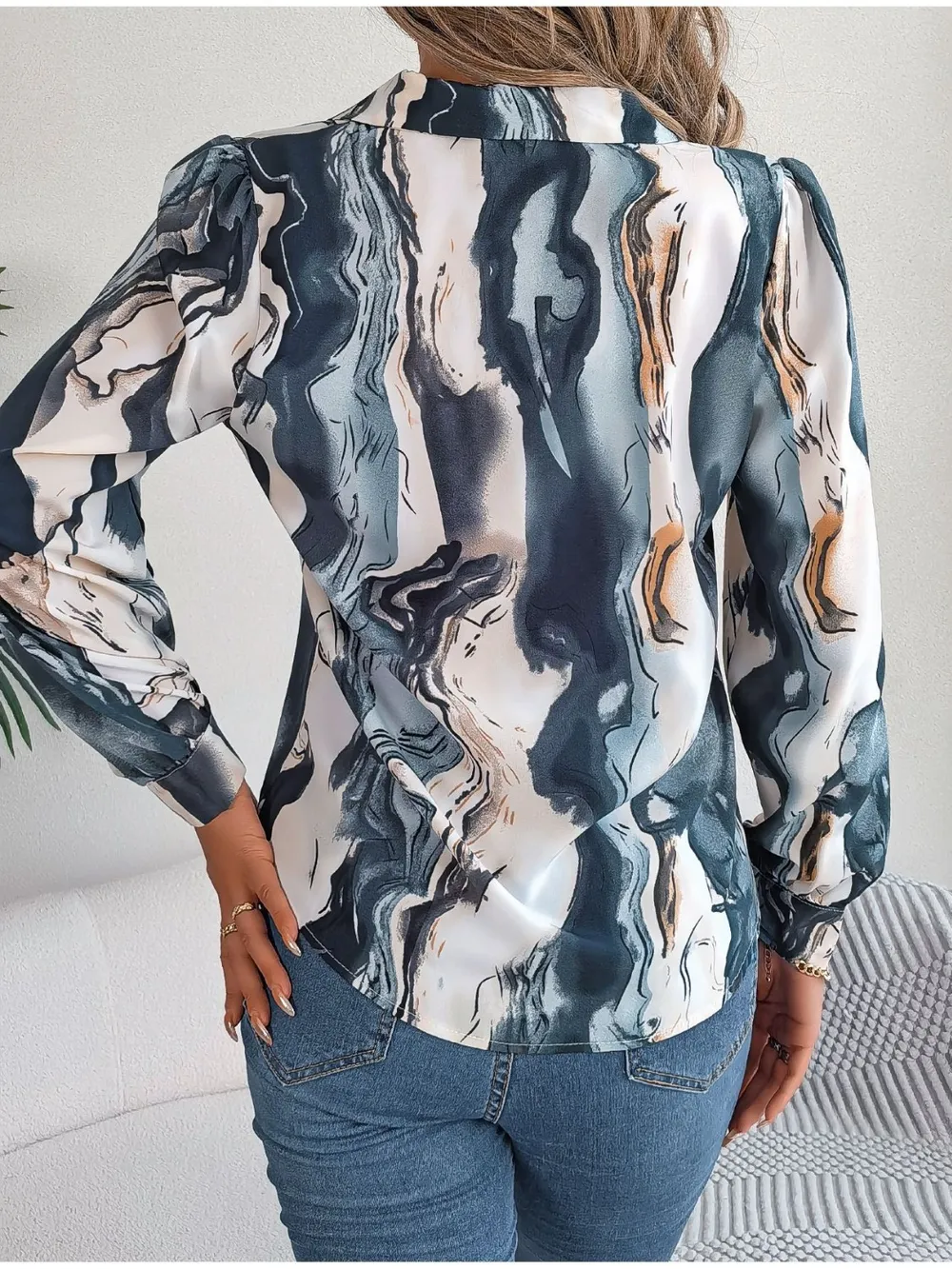 Printed Button Up Long Sleeve Shirt, image 9