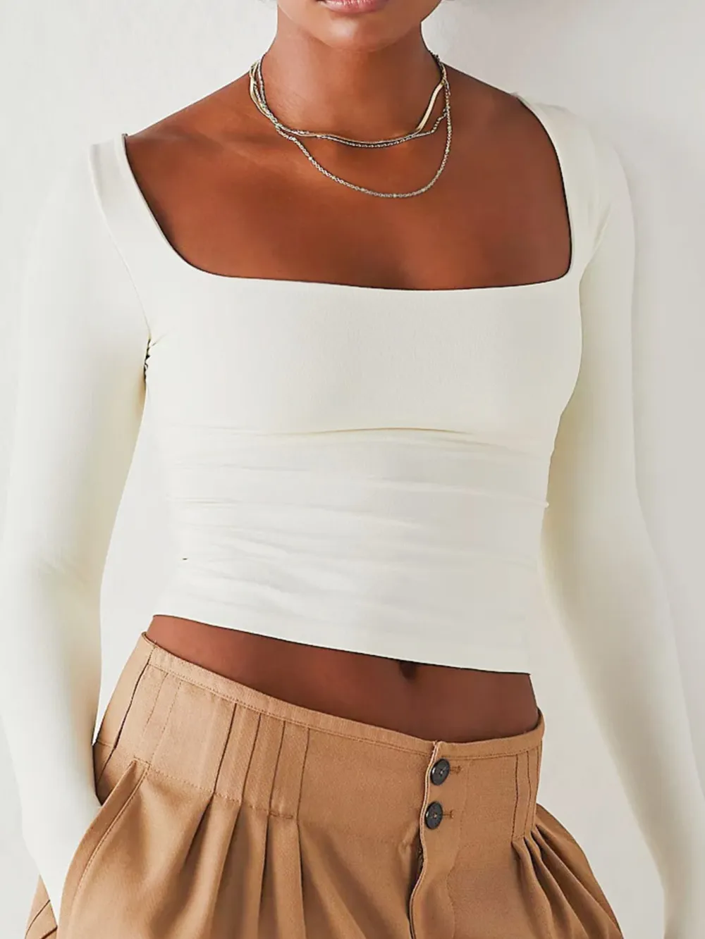 Square Neck Fitted Long Sleeve T-Shirt, image 19