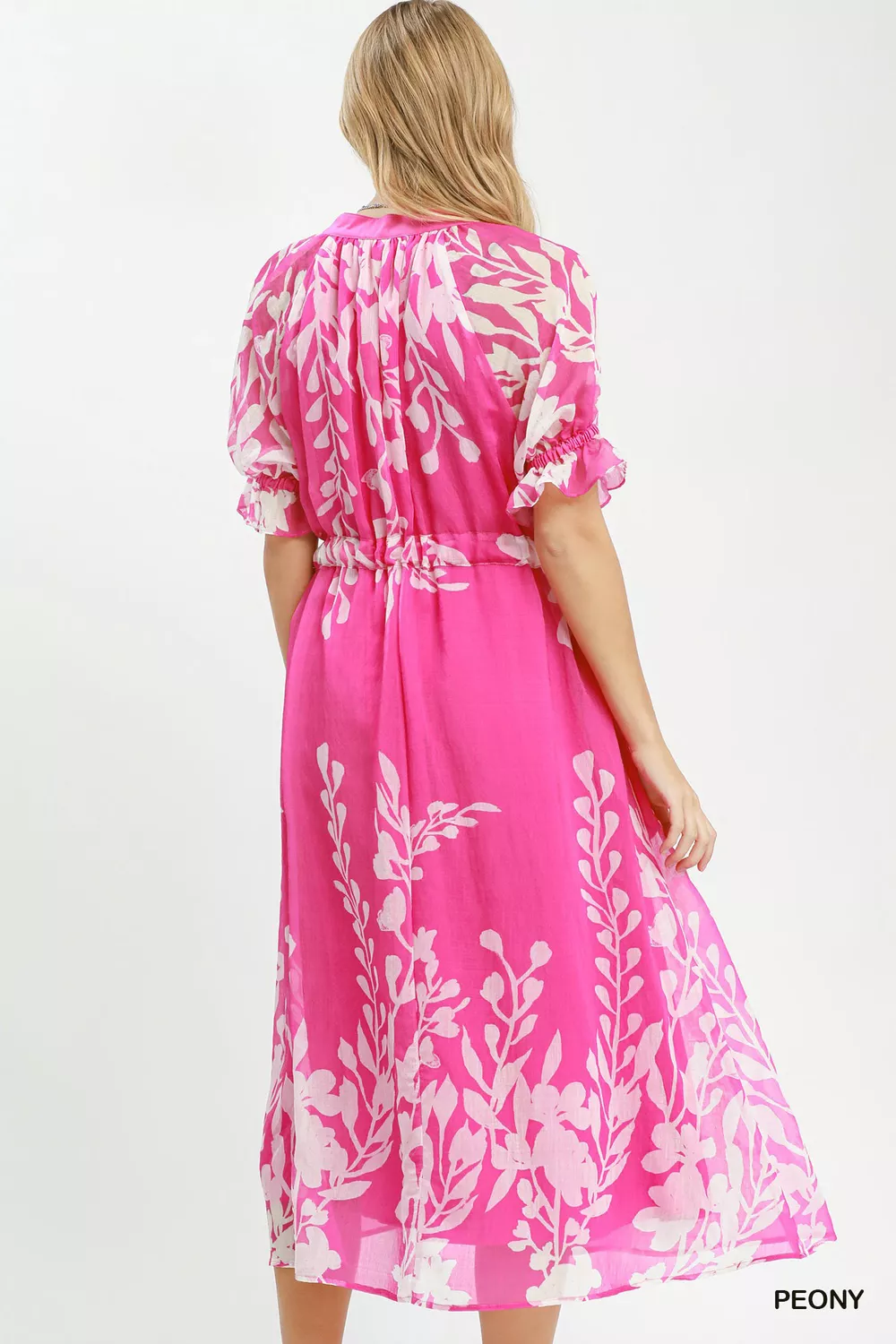 Floral Print Tie Waist Midi Dress with Side Pockets, image 3