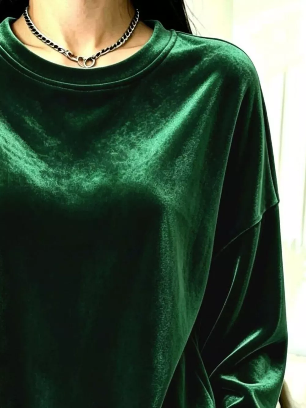 Full Size Velvet Dropped Shoulder Sweatshirt Plus Size, image 10