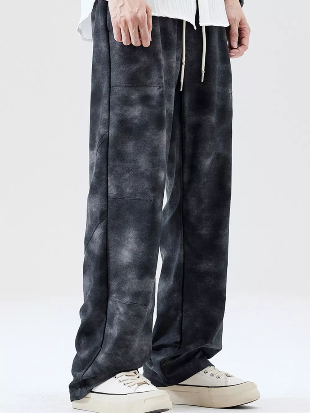 Men's Full Size Relaxed Fit Tie-Dye Wide Leg Cargo Pants Plus Size