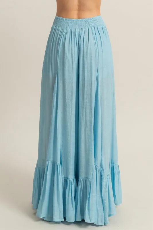 High-Waist Ruffle Flared Wide Leg Pants, image 3