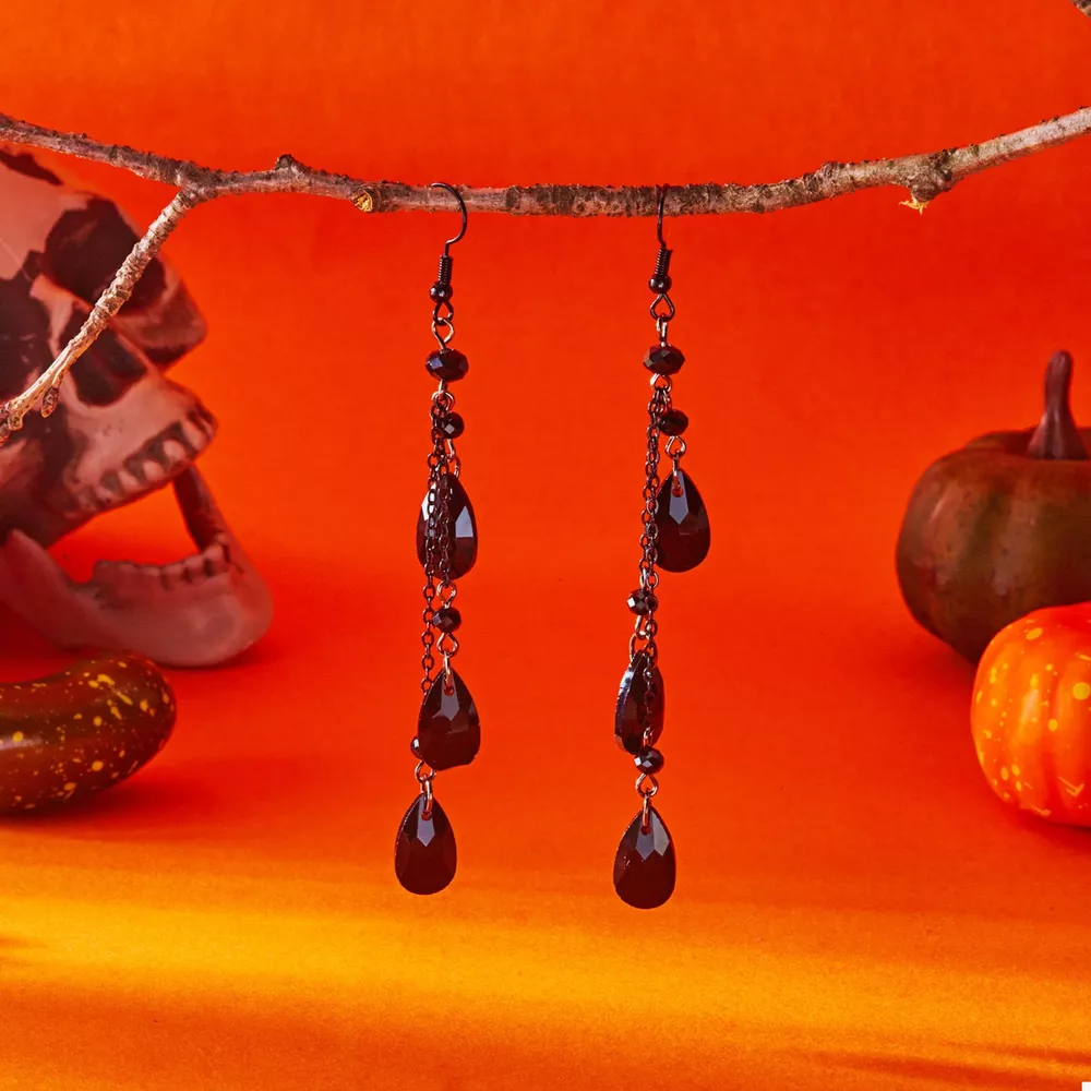 Halloween Teardrop Chain Dangle Earrings, image 3