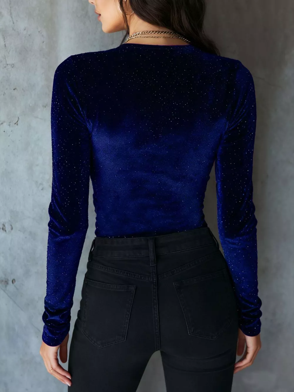 Velvet Ruched Long Sleeve T-Shirt, image 20