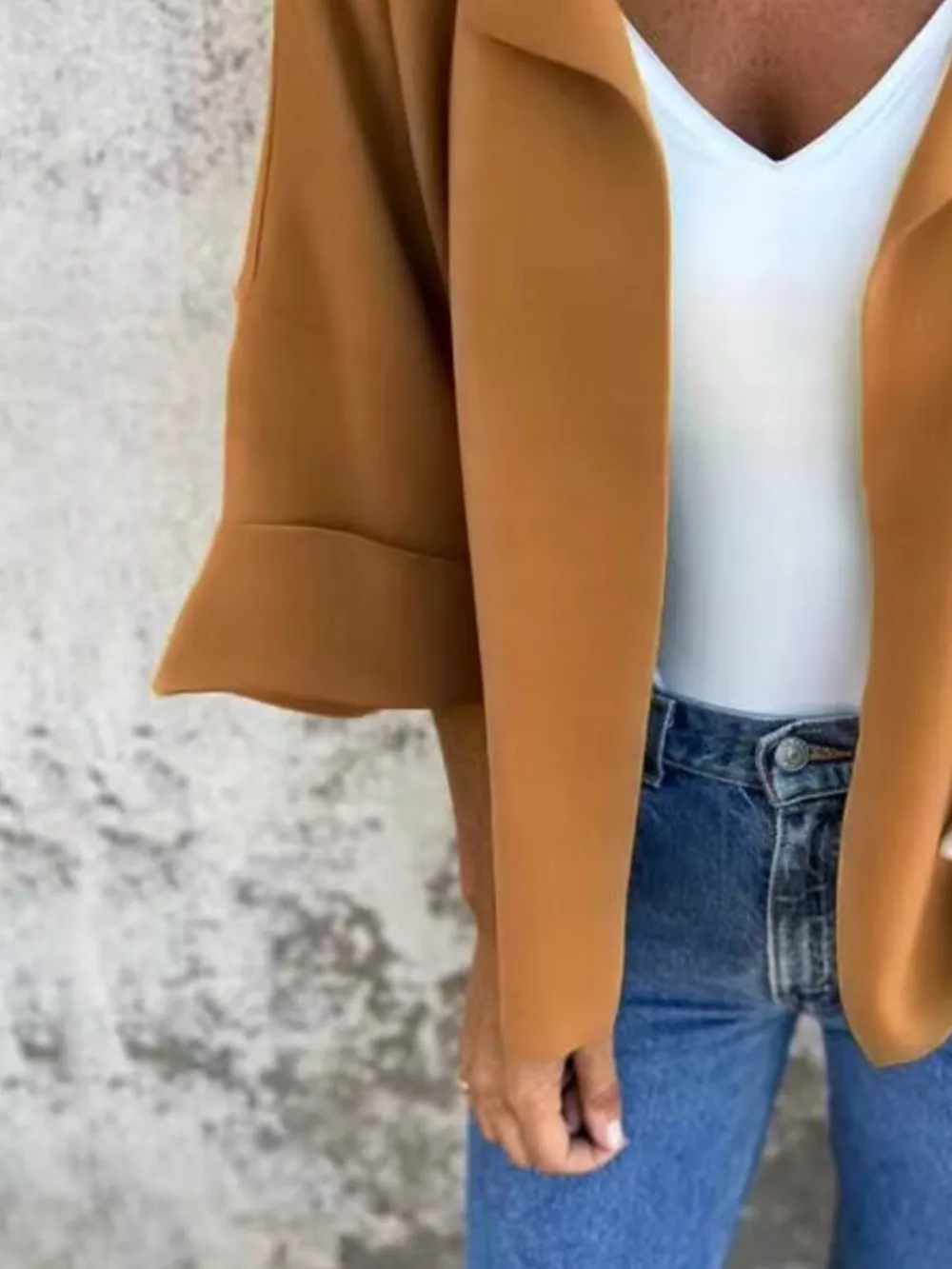 Full Size Open Front 3/4 Sleeve Casual Cardigan Plus Size, image 14