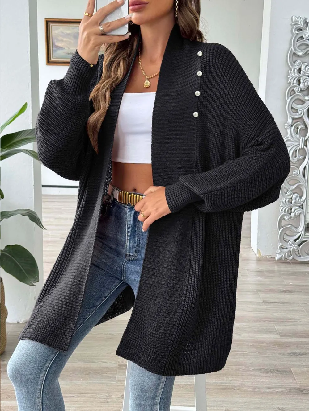 Open Front Long Sleeve Cardigan, image 3