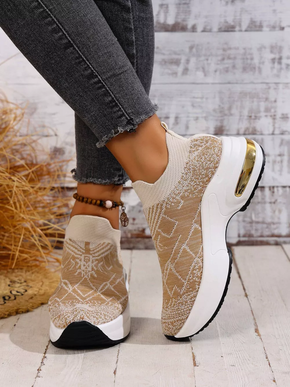 Mesh Round Toe Platform Sneakers, image 8