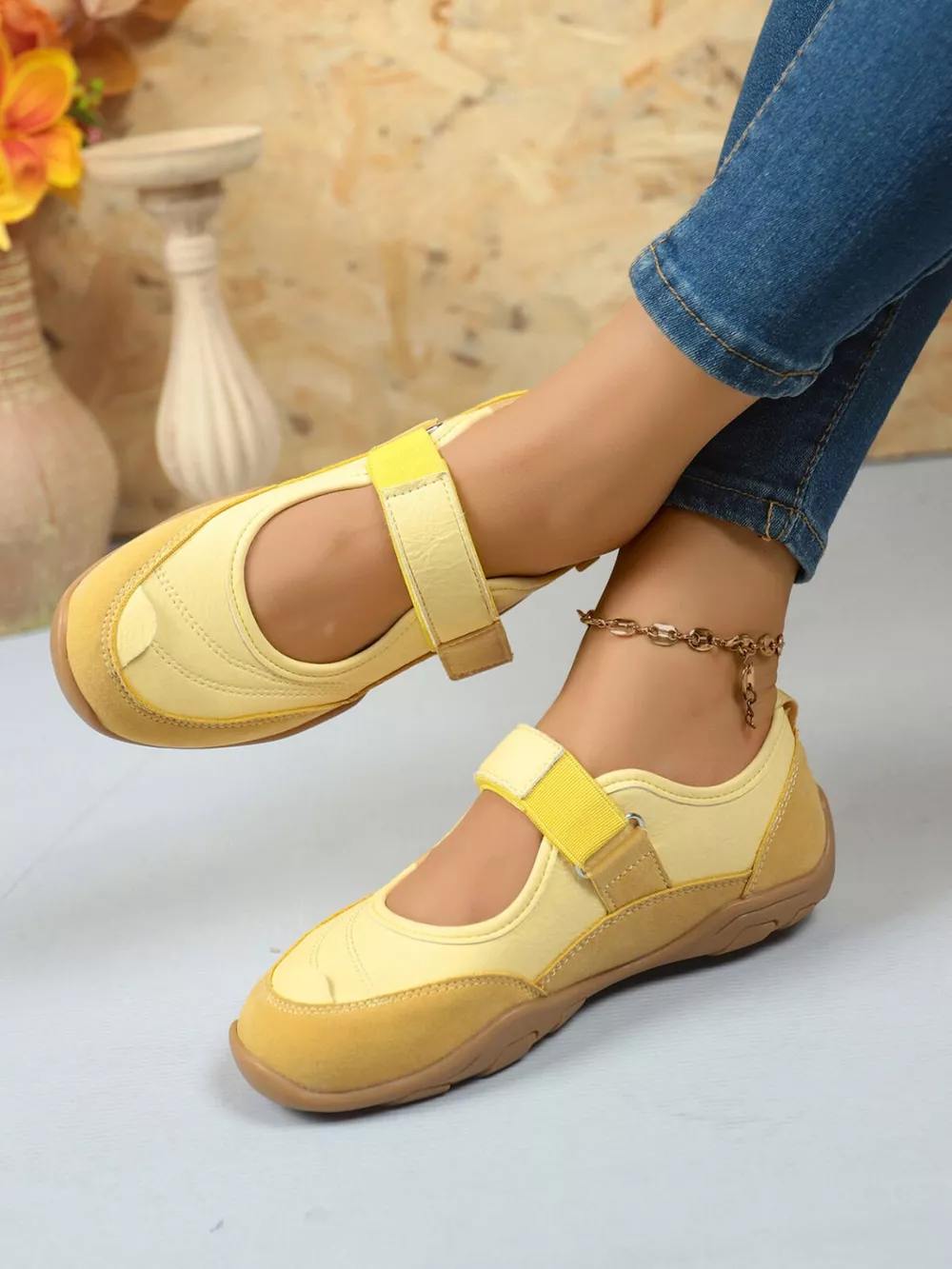 Round Toe Flats Velcro Strap Loafers, image 5