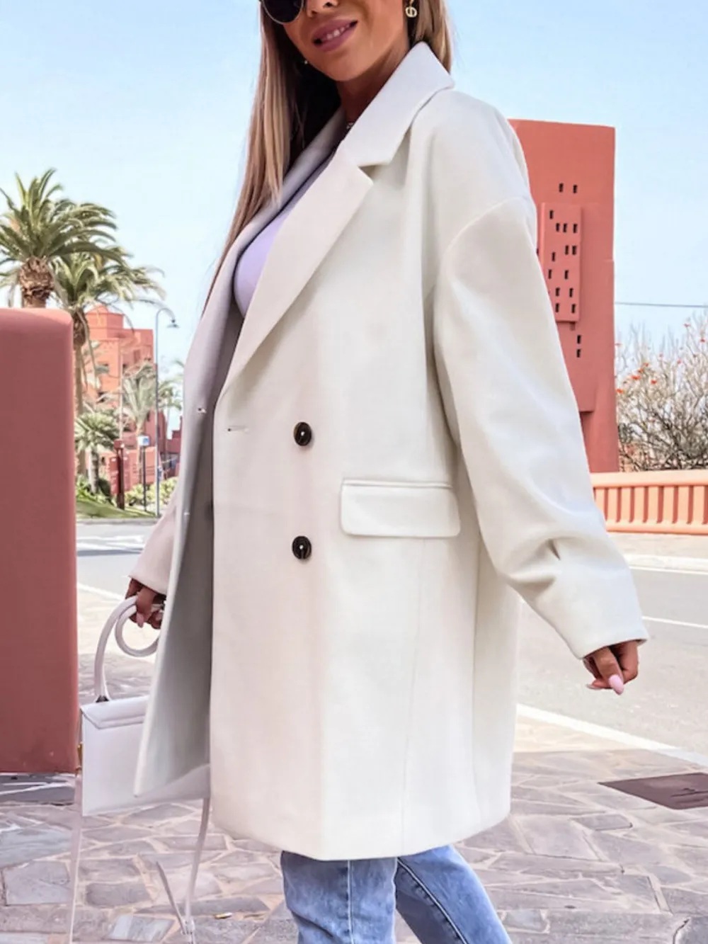 Full Size Double-Breasted Wool Coat Plus Size, image 4
